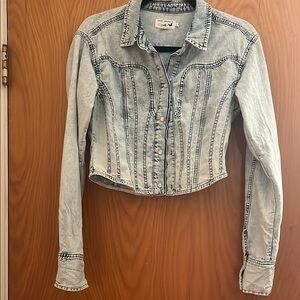 Good American Light Wash Denim Shirt